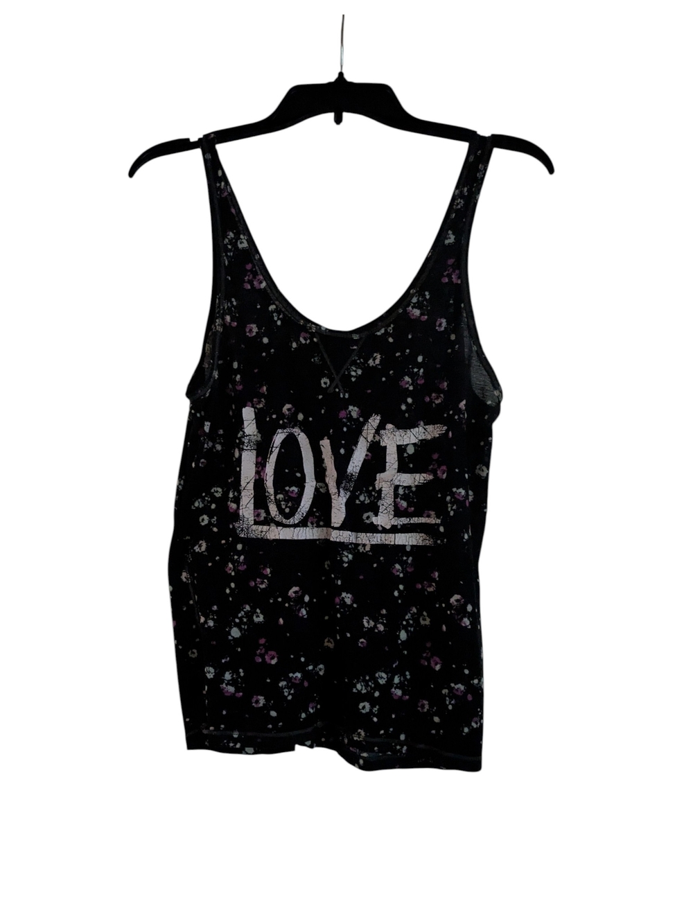 Mudd Black Floral "LOVE" Graphic Tank Top